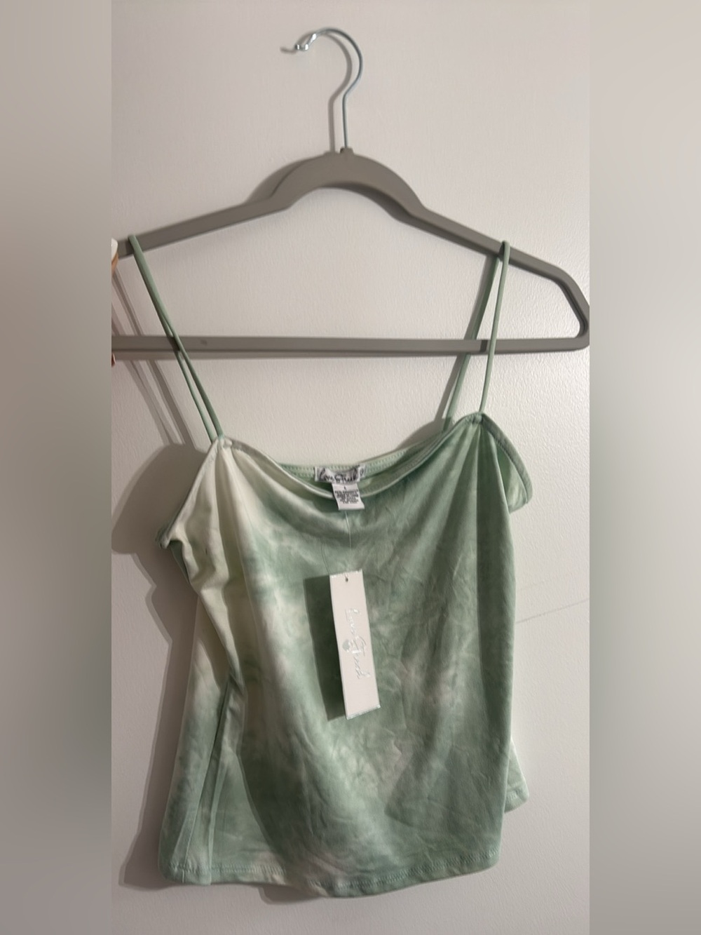 Tie-Dye Green & Cream Spaghetti Strap Women's Tank Top